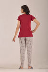 Sweet Moon Knit Cotton Pyjama Set - Grey Reddishmaroon — thumbnail 2